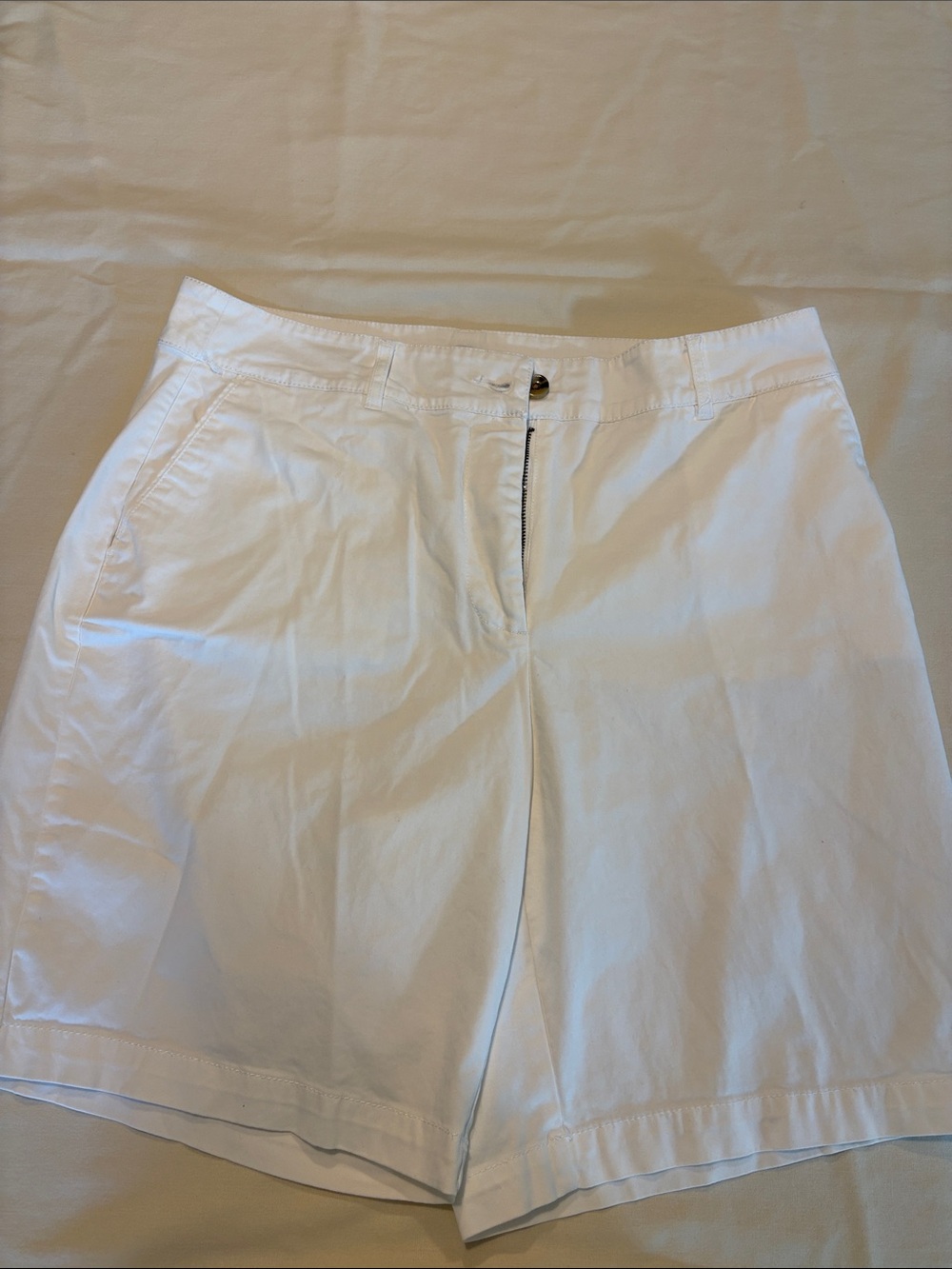 Kim Rogers White Cotton Bermuda Shorts